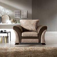 Farrow Crushed Chenille Armchair in Brown and Beige