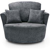 Harriet Crushed Chenille Swivel Chair in Dark Grey