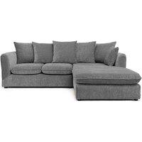 Abakus Direct Lucas Water Repellent Velvet Chenille Left Facing Corner Sofa in Graphite in Stone