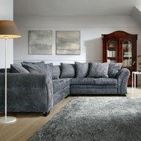 Abakus Direct Farrow Crushed Chenille Corner Sofa in Dark Grey