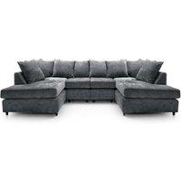 Abakus Direct Harriet Crushed Chenille U-Shape Sofa in Dark Grey