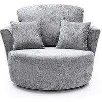 Harriet Crushed Chenille Swivel Chair in Light Grey