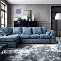 Abakus Direct Harriet Crushed Chenille Large Left Facing Corner Sofa in Dark Blue