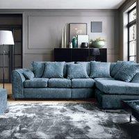 Abakus Direct Harriet Crushed Chenille Large Right Facing Corner Sofa in Dark Blue