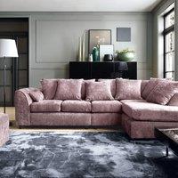 Abakus Direct Harriet Crushed Chenille Large Right Facing Corner Sofa in Pink