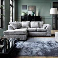 Abakus Direct Harriet Crushed Chenille Left Facing Corner Sofa in Light Grey