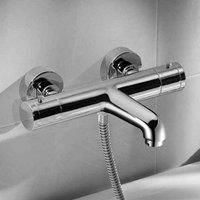 Nes Home Thermostatic Wall-Mounted Chrome Bath Shower Mixer Tap in Silver