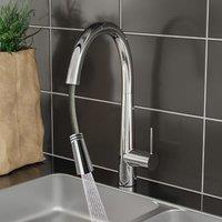Nes Home Modern Chrome Single Lever Swivel Spout Kitchen Sink Mono Curved Mixer Tap in Silver