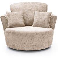 Abakus Direct Harriet Crushed Chenille Swivel Chair in Cream