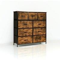 Modcraft Chest of Drawers with 9 Fabric Drawers in Brown