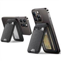 Harfi Men's Magnetic PU Leather Phone Case with Card Pocket - Stylish Card Holder in Black