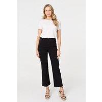 Izabel London Women's High Waist Bootcut Straight Jeans in Black | Size: 10