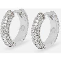 Cernucci Men's Iced Hoop Earrings - Silver 15mm in Metallic Silver