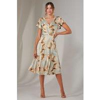 Jolie Moi Women's Wrap Front Midi Dress in Light Green | Size: 14