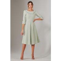 Jolie Moi Women's Sloan 3/4 Sleeve Midi Dress in Light Green | Size: 10