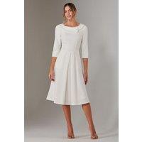 Jolie Moi Women's Sloan 3/4 Sleeve Midi Dress in Ivory | Size: 16