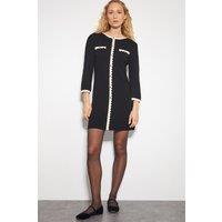 Nala Scallop Knit Mini Dress Black
