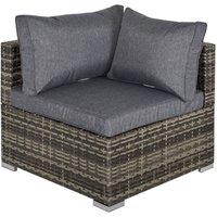 OUTSUNNY Garden Outdoor Rattan Corner Sofa, Single Sofa, Coffee Table in Dark Grey