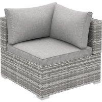 OUTSUNNY Garden Outdoor Rattan Corner Sofa, Single Sofa, Coffee Table in Grey