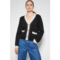 Pia Contrast Trim Cardigan Black