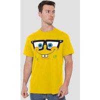 Spongebob Men's Nerd Face Unisex Adult T-Shirt, Yellow, XXXX in Yellow | Size: Medium