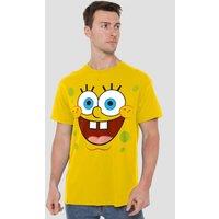 Spongebob Men's Goofy Smallile Face Unisex Adult T-Shirt, Yellow, XXXX in Yellow | Size: 3XL