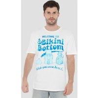 Spongebob Men's Bikini Bottom Welcome T-Shirt, White | Size: Medium