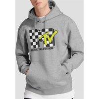 MTV Men's Checker Board Logo Hoodie, Athletic Heather in Light Grey | Size: Medium