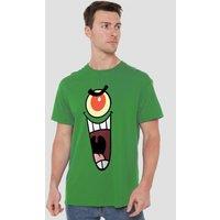 Spongebob Men's Plankton Sinister Face T-Shirt, Kelly Green in Dark Green | Size: Medium