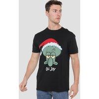 Spongebob Men's Squarepants Squidward Christmas Joy T-Shirt, Black | Size: XL