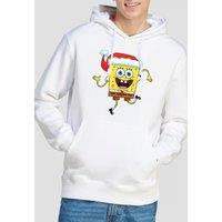 Spongebob Men's Squarepants Christmas Santa Hat Hoodie, White | Size: 2XL