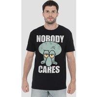 Spongebob Men's Nobody Cares Meme T-Shirt, Black | Size: Medium