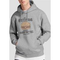 Spongebob Men's Krabby Patties Hoodie, Athletic Heather in Light Grey | Size: Medium