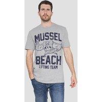 Spongebob Men's Mussle Beach Lifting Team T-Shirt, Athletic Heather in Light Grey | Size: XL