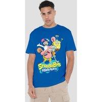 Spongebob Men's Group Shot T-Shirt, Royal Blue | Size: Medium