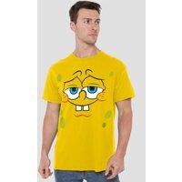 Spongebob Men's Confident Face Unisex Adult T-Shirt, Yellow, XXXX in Yellow | Size: Small
