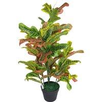 Leaf 90cm Artificial Codiaeum Multicoloured House Plant - Large in Orange