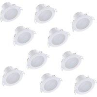 First Choice Lighting Set of 10 CCT LED Bathroom Downlights - White IP44 Recessed Downlights