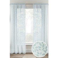 Tyrone Textiles Willow Leaf Print Linen-Look Voile Panel - Pair in Duck Egg Blue | Size: 140 cm width x 229 cm drop