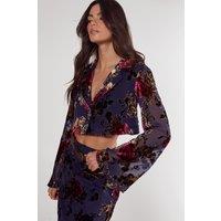 Floral Devore Cropped Shirt