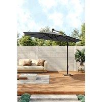 Outdoor 32 LED Lighted Patio Umbrella with Crank Lift System with Base