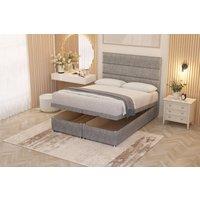 Somnior Chambery Hybrid Pocket Sprung Orthopaedic Ottoman Bed Set with Headboard Tweed Fabric in Grey | Size: Single