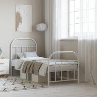 Metal Bed Frame with Headboard and Footboard White 75x190 cm Small Single