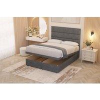 Somnior Chambery Hybrid Pocket Sprung Orthopaedic Ottoman Bed Set with Headboard Plush Velvet in Silver | Size: King
