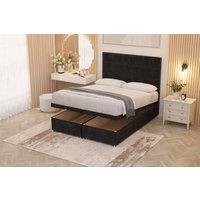 Somnior Chambery Hybrid Pocket Sprung Orthopaedic Ottoman Bed Set with Headboard Plush Velvet in Black | Size: King