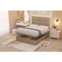 Somnior Chambery Hybrid Pocket Sprung Orthopaedic Ottoman Bed Set with Headboard Plush Velvet in Beige | Size: Double