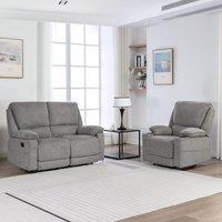 More4Homes Sydney 1+2 Seater Fabric Manual Recliner Sofa Set in Grey