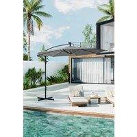 Large 32 LED Lights Cantilever Garden Parasol with Cross Base