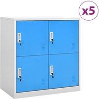 Berkfield Home Locker Cabinets 5 pcs Light Grey & Blue 90x45x92.5 cm Steel