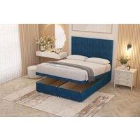 Somnior Austin Plush Velvet End Opening Ottoman Bed Set with Midnight Mattress in Navy | Size: King